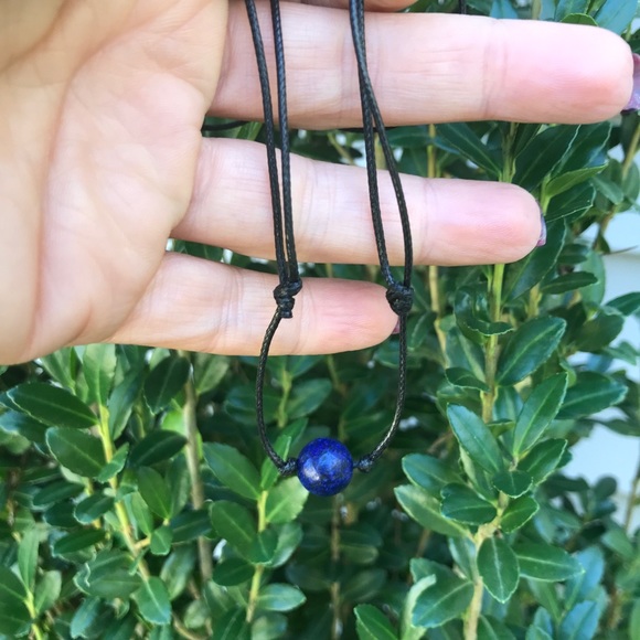 Lapis lazuli choker necklace handmade bead choker - Picture 2 of 5